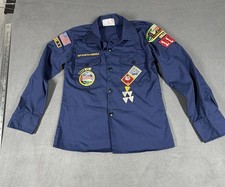 Vintage Boy Scouts of America Uniform Shirt Youth 10 Blue Long Sleeve Official