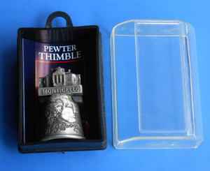 Vintage Thomas Jefferson Monticello Pewter Thimble - In Original Box
