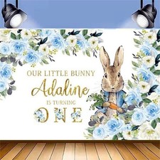 Personalize Bunny Backdrop Banner Baby Shower Birthday Party Photo Background