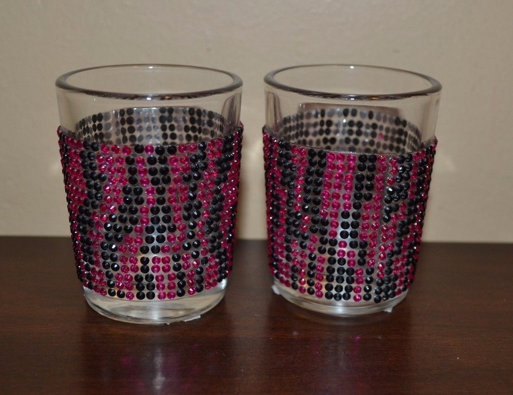 2 Jeweled Shot Glasses Animal Print Bedazzled 3oz Shot Glasses Set