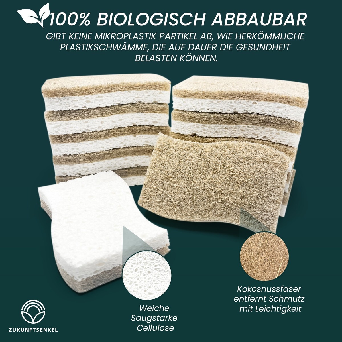 Vove Natur-Küchenschwämme – 12er Pack, Plastikfrei & Kompostierbar