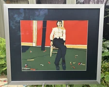 Modernist Seated Figure Serigraph Signed Limited Edition Brinkley Brinkly