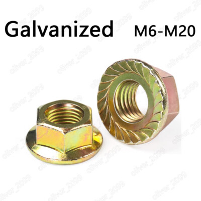Color Zinc Steel Hex Flange Nuts Serrated Lock Nut M6 M8 M10 M12 M14 M16 M18 M20
