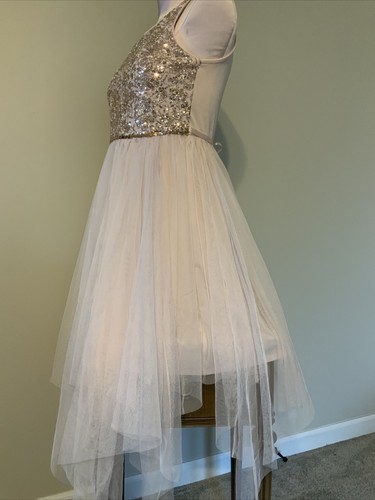 Pink & Violet Girl Dress 14 Gold Sequence embroidery Blush Tulle Wedding Easter - Picture 4 of 12