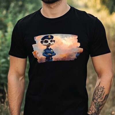 Herren T-Shirt Erdmännchen als Polizist Motiv Baumwolle Größe XS bis 5XL