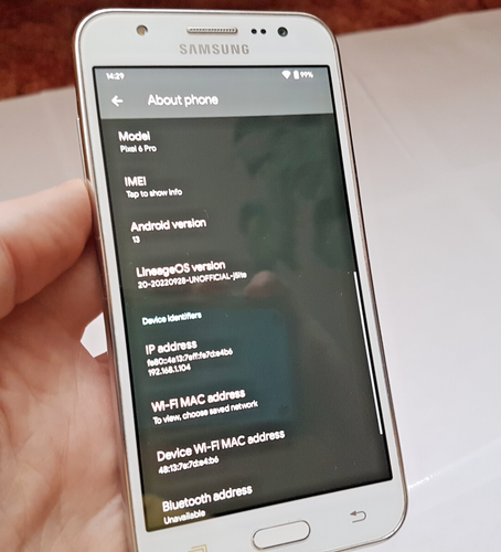 Samsung Galaxy J5 (2015) custom Android 13 Unlocked - 第 14/15 張圖片