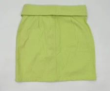 NEW Sans Souci Skirt Women Large Green Foldover Denim Skirt Belted Front Zipper