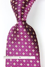 New Classic Polka Dot Purple Gold JACQUARD WOVEN 100 Silk Men's Necktie Tie