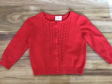 Hanna Andersson 100 Size 4 Red Long Sleeve Cardigan Sweater Knit Cotton Girls