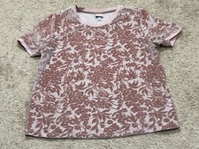 A New Day Womens Shirt Size Large Pink Floral Textured Fabric Classic Dressy