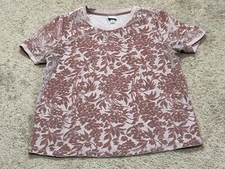 A New Day Womens Shirt Size Large Pink Floral Textured Fabric Classic Dressy