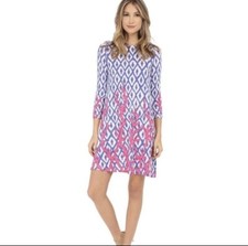 Lilly Pulitzer Ophelia Coral Blue Coastsl Beachy Vacation Colorful Dress XS