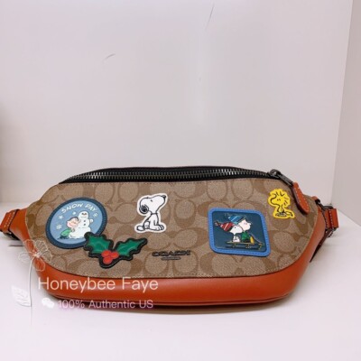 ２種から選べる☆COACHxPEANUT☆ WARREN BELT BAG W/ SNOOPY Coach CE618 Coach X Peanuts Warren Belt Bag In Amazon Green