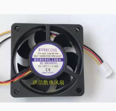 EVERCOOL EC6020L12EA DC12V 0.14A 3-wire 60 * 20MM silent fan