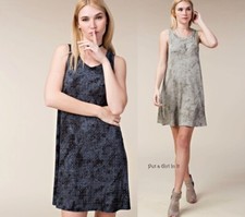 New USA VOCAL Womens CRYSTAL BLACK TAUPE TIE DYE BLING TUNIC DRESS S M L XL