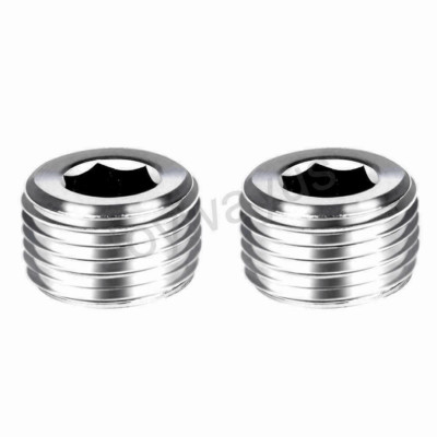 2Pc Stainless Steel Internal Hex Countersunk Thread Socket Pipe Plug 3/8NPT Male