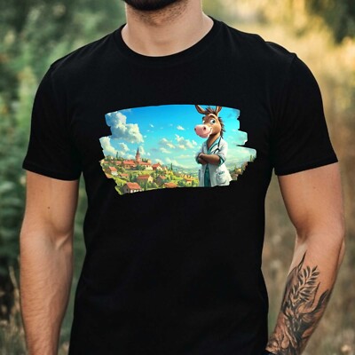 Herren T-Shirt Esel als Arzt Motiv Baumwolle Größe XS bis 5XL