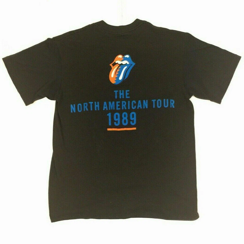Camiseta De Colección Rolling Stones '89 Gira Norteamericana 1989 Camiseta Banda de Rock de 2 Caras L Foto 3 de 4