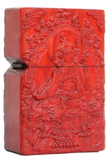 Natural Rosewood Carve Guru Rinpoche Lighter Box For Zippo Insert Kit(Case Only)