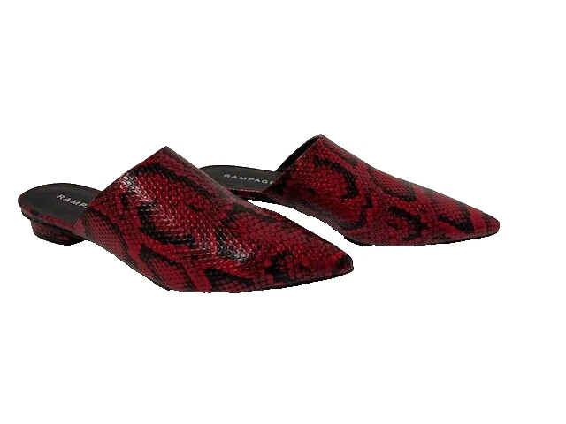 Rampage Cadence Mujer Rojo Punta Mules Zapato Piel de Serpiente Estampado Talla 7.5 Foto 4 de 4