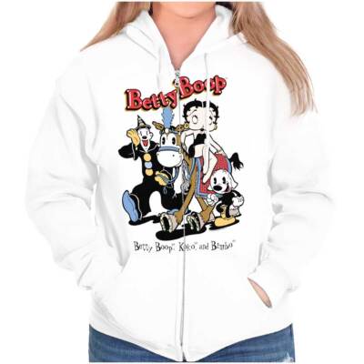 Betty Boop Vintage Cartoon Koko and Bimbo Womens Zip Hooded