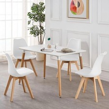 120CM Dining Table + Dining  Tulip Chairs Set Wooden Legs Kitchen Home Furniture