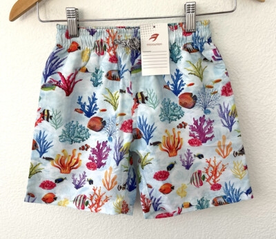 NWT Michael's Boy's Swim Shorts Trunks, Topical Underwater Print, Size 8