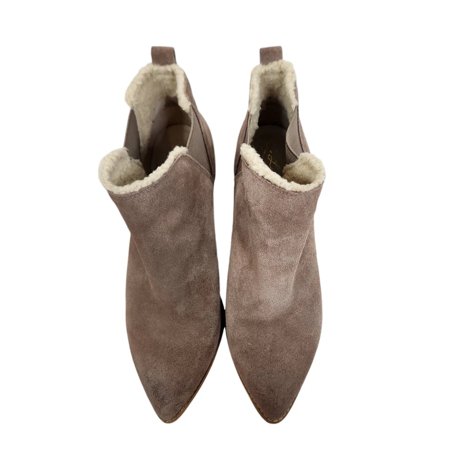 LIENDO Seychelles Botas Mujer 8.5 Taupe Gamuza Botín Piel de Oveja Zapato Cabina Foto 3 de 4