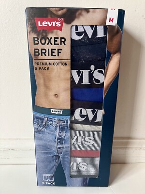 5 PACK Cotton Low Rise Briefs Logo Waistband LEVIS Men's Size Medium