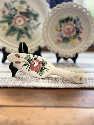 Ceramic Plate Made in Italy Floral Design, 6 Serving Plates and Cake Server - Picture 7 of 9