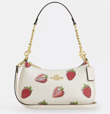 COACH ボディバッグ　ウエストバッグ　91066　Cロゴ　花柄　希少 NWT COACH Teri Shoulder Bag Strawberry Print CAL62 Chalk Multi