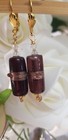 Purple Artisan Lampwork glass and faceted vintage crystal dangle drop earrings