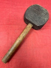 Vintage Wood Mallet 12" Hammer 2 lbs Rustic Primitive Country Farm Tool