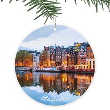 Amsterdam Christmas Ornament,Netherlands,European City Keepsake Xmas Tree Han...