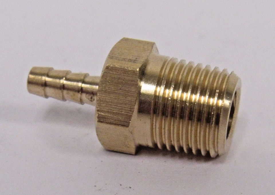 NEW BRASS 1/8 IN. MNPT X HOSE BARB STRAIGHT FITTING FOR 1/8 IN. ID HOSE NIB - Image 2 of 4