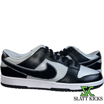 Nike Dunk Low Chenille Swoosh Sneakers - 10 Nike Dunk Low Chenille Swoosh Black Grey Fog | eBay main image 4