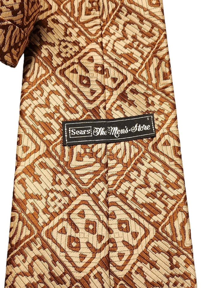 Corbata Sears The Men's Store marrón dos tonos 100 % poliéster # 16484 única de colección Foto 3 de 4