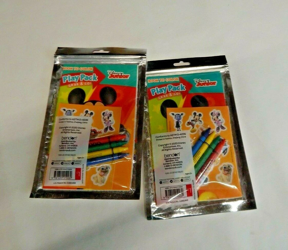 Disney Junior Play Pack Grab & Go! Lápis de cor, livros e adesivos (lote de 2) NOVO - Imagem 2 de 2
