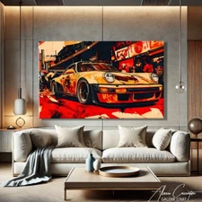 Vintage Race Car Art Print Abstract Car Wall Art Canvas Home Decor Wall Art