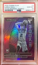 2020-21 Flux Lamelo Ball Rookie Titan SSP Purple #3 Prizm RC /25 PSA 10 Gem