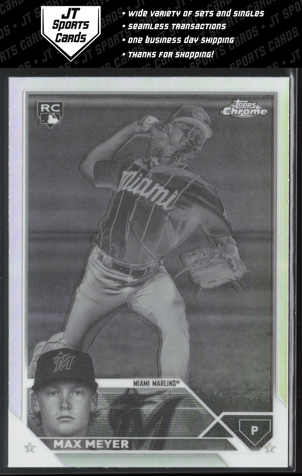 2023 Topps Chrome Max Meyer 104 RC Negative Refractor | Miami Marlins