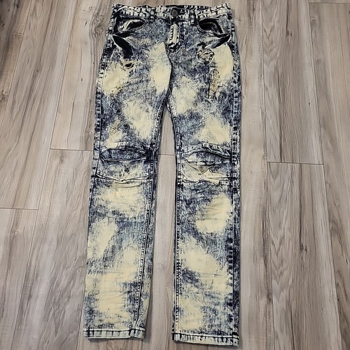 Smoke Rise Jeans Mens 32X32 Blue Stone Washed Denim Skinny Hip Hop Y2K