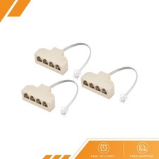 3 x Phone Jack Splitter 6P4C Male to 4 Female Way Socket Adapter