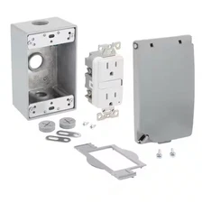 Commercial Electric 1010213550 Weatherproof Electrical Box Cover Metal Gray 