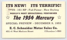 1953 Mercury V8 Preview Postal Card Chicago Il Schneider Motor Sales Dealership