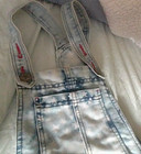 Patriotic Denim Overall Shorts Star Button/Bib/Poc Girls M/22"W 4th of July Fun — photo 3
