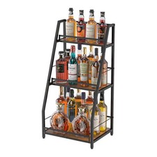 3-Tier Stepped Liquor Cabinet Mini Bar,Wine Rack Freestanding Floor for Whiskey