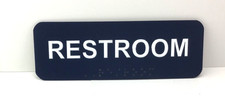 Restroom sign 6" x 2" with Braille  Dark Blue 