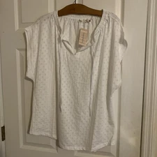XL DYLAN FOR SUNDANCE cutout sleeveless white pullover shirt with tie closure