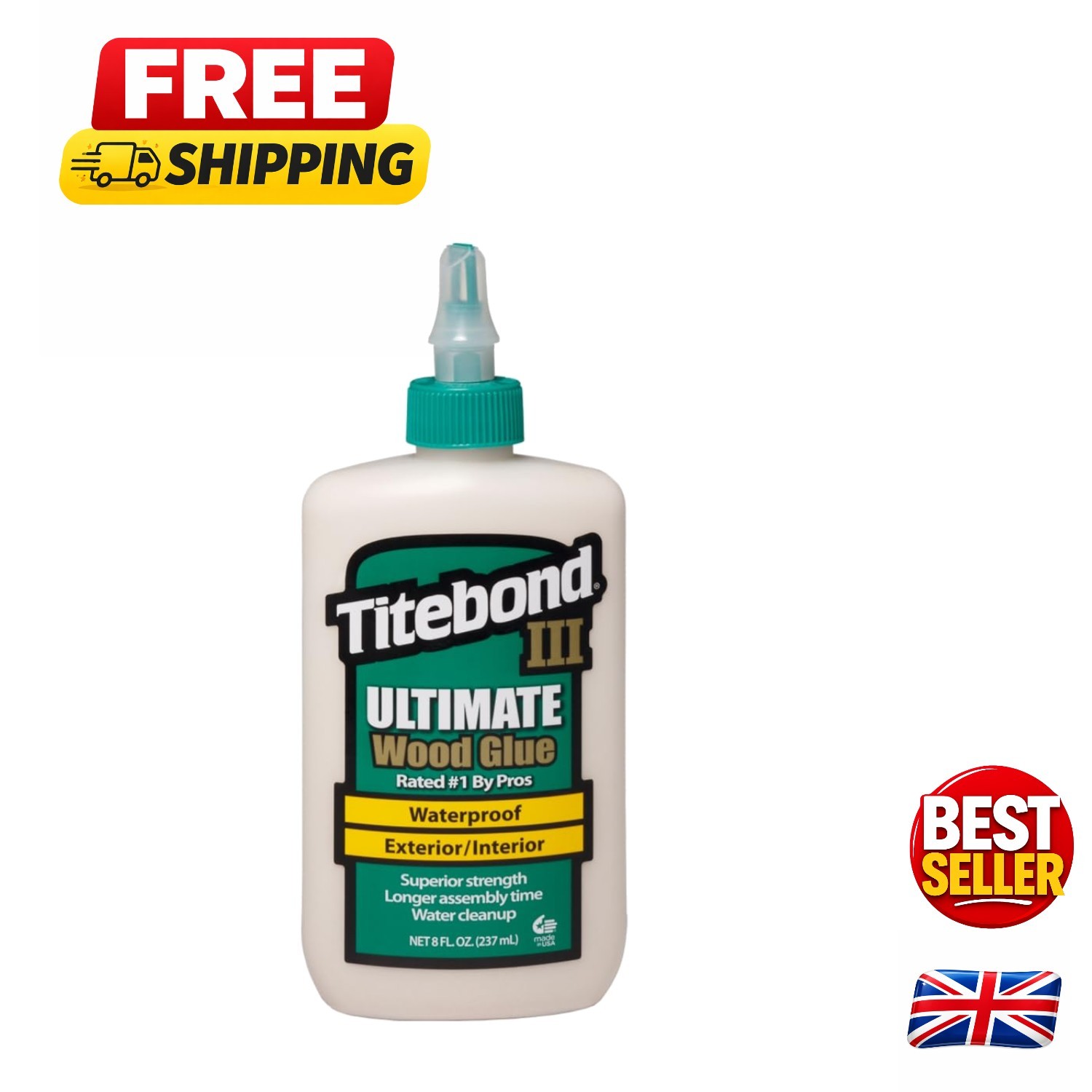 Titebond III Ultimate Wood Glue (8 Fl Oz) - Professional Quality for Woodworking